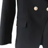 High Quality New Designer Women Leather Blazers Lion Head Button Double Breasted Suit Jacket Female Slim Office Business Blazer Coat A289