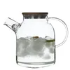 Teiera in vetro con coperchio in bambù Piano cottura Bollitore in pirex borosilicato resistente al calore sicuro per tè, succhi, acqua, caffè, 1800 ml