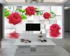 3d Bedroom Wallpaper Delicate Red Flowers Custom Beautiful and Romantic Living Room Bedroom Decoration Mural Wallpaper