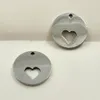 Custom Silver Stainless Steel Cute Heart-shaped keychains Round -shaped Dainty Pendant keyring