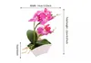 Phalaenopsis potted artificiell orkidéblomma med skumblad och plastvase simulering blomma dekoration för hem bord20 uppsättning