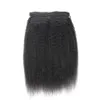 10st Kinky Straight Clip In Human Hair Extensions Brasilianska Remy Hår 100% Människa Naturligt hår Grov Yaki Clip Ins 100g / Set