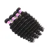 Les cheveux humains vierges brésiliens de couleur naturelle Deep Wave tissent des extensions de trames de cheveux non transformés 8-28 pouces DHL Free