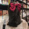 Moda Cute Pony Duży Gaza Hair Bow Elastyczne Hairbands Solid Kawaii Perły Koronki Bowknot Girls Holder Guma Band