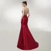 Vestidos Satin longues robes De bal élégant 2019 sirène perlée cristal haut dos nu formelle Robe De soirée Robe De soirée Robe De soirée