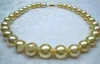 Collana di perle in oro giallo naturale autentica 11-12mm, oro giallo 14K