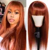 Brazilian 4/27 Straight Human Human Wigs com Bangs 27 # 30 # 99J laranja gengibre peruano Nenhum lace perucas cabelo indiano malaio