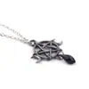 Supernatural Pentagram Moon Necklace Black Crystal Pendant Witch Protection Star Amulet For Women Charm Jewelry Accessories Gift1245S