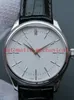 Luxury Watch 5 Style Mens Dual Time White Gold Black Dial Leather Strap 50509 39mm Automatiska modematklockor