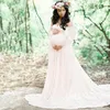 Vestido de algodón con encaje de maternidad, accesorios de fotografía, vestido de manga larga a la moda para mujer, vestidos de estilo trasero para Baby Shower de talla grande