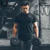 2019 Yeni Erkekler Spor T-shirt Spor Salonları Egzersiz Skinny Pamuk t gömlek Yaz Erkek Yaz Casual Tee gömlek Tops Crossfit Marka Giyim