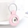 Round PU Leather Snap Button Keychain 8 Colors Key Rings fit DIY 18MM Snap Jewelry