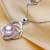 Freshwater Pearl Halsband Örhängen Smyckesatser, Real 925 Sterling Silver Jewellr Set för kvinnor