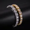 Męskie hip hop złoto bransoletki symulowane bransoletki diamentowe biżuteria moda mrożona z bransoletka łańcucha diamentowa