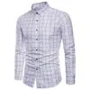 Mens Långärmad Oxford Formell Högkvalitativ Pure Bomull Plaid Långärmad T-shirts Mäns Slim Fit Casual Business Shirt Top M-5XL