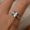 Mode Ring Grote Vierkante Hemelsblauwe Stenen Ringen Voor Vrouwen Sieraden Bruiloft Verlovingscadeau Ingelegde Stenen Ringen