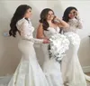 2019 Yaz Bahar Nedime Elbise Mermaid Beyaz Dantel Ülke Bahçe Örgün Düğün Parti Misafir Hizmetçi Onur Kıyafeti Artı Boyutu Özel Made