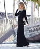 Uzun Kollu Siyah Kılıf Maxi Gelinlik Basit Zarif Stretchy Krep Kat Uzunluk Gayri Resepsiyon Gowns Gotik Custom Made