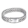 Tung 12mm 18mm 30mm Super Wide Men Biker Mesh Silver Chain 316L Rostfritt stål Armband Boys Titanium Steel Bangle Smycken