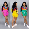 Women Casual 2 Piece Outfits Spring Long Sleeve Striped Hoodies And Drawstring Short Pants Sets Hot Sale Tracksuit 3XL