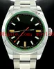 Top-Qualität, Luxus-116400, grüner Kristall, schwarzes Zifferblatt, Edelstahlarmband, automatische mechanische Herrenuhr, 40 mm, brandneue Freizeit-Armbanduhr