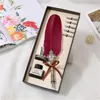 Retro Classical Fountain Pen Feather Dip pen European Writing Pen Ink Bottle Set English Calligraphy Stationery Gift Box 000