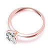 High quality 1.2ct rose gold color large CZ zircon stone diamond rings Top Design 4 prong bridal wedding Ring for Women