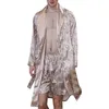Homens Simulation Silk Imprimir Pijamas Lingerie Robe de Banho Vestir Vestido Man duas peças terno masculino Sexy Hombre Robe Masculino Verão