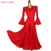 New Lace Ballroom Dance Dress For Woman Long Sleeves Waltz Tango Dance Dresses Standard Ballroom Dress Black