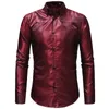 Zijde Shirt Mannen 2018 Satijn Glad Mannen grid Shirt Business Chemise Homme Casual Slim Fit Shiny Gold Trouwjurk shirts2688