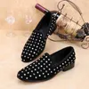 Suede Crystal Designer Party Cuir Muid Marid Dress Shoes Slip on British British Vintage Smoking Smoking Men Flats B Pers