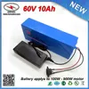 Top Classic PVC Cased 900W 60V 10Ah Electric Bicycle battery with 18650 Lithium batteries 15A BMS PVC cased + 67.2V 2A Charger