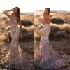 Arabische Sparkly Mermaid Prom Dresses Sexy Deep V-hals Backless Avondjurken Gouden Applicaties Formele Party Runway Fashion Jurk