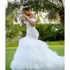 Off épaule robes de mariée africaine vestido novia blanc appliques en dentelle ivoire sirène sirène robe de mariée robe de mariee