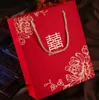 100pcslot Chinese style Red Double Happiness Paper gift bags for Wedding Packaging Bag with Handle Party Favors7319384