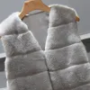 Faux Fur Väst Jacka Kappa Dam Vinter Varma Ytterkläder Överrock Parka Ärmlös V-ringad Kort väst Plus 4X 6Q23051