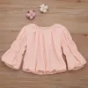 Neue Frühling Herbst Mädchen Kinder Kleidung Hemd 100% Baumwolle Einfarbig Laterne Hülse o-ansatz hemd Mädchen Elegante Weiche hemd