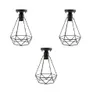 Freeshipping 3pcs / lot Antique Preto Fio Loft Pendant Luz de teto Lâmpada de gaiolas para Asile / Corredor Lighting Lamp Shades fio Projeto Ferro