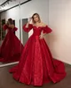 Elegant Red Sweetheart Evening Dresses Long Ball Gown Sequined Appliques Beaded Dresses Formal Long Women Prom Quinceanera Gowns