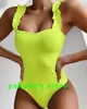 sexy Bikinis set high waist One piece Steel bracket gathers bright leather pleated steel bracket ruffle edge mosaic leopard yakuda cheap