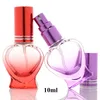 venda por atacado colorido 10ml recarregável perfume vidro spray garrafa de embalagem de fragrância vazio garrafa bonito coração em forma de garrafa