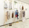 Golden clothing store hanger display shelf Commercial Furniture Ground-mounted combination gold dress hangers Women's Apparel shop rack