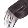 2x6 레이스 클로저 인간 머리 직선 5 개/자연스러운 색상이있는 인도 처녀 머리 4 번들