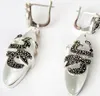 Free Shippig nice 925 Silver Natural Clear White Opal Boucles d'oreilles 11/2"