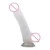 Cristal Énorme Gode Réaliste En Caoutchouc Ventouse Pénis Vibrateur Pour Femme Masturbation G-spot Pénis Masseur Adulte Pseudopenis SH190802