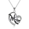 Chaud luxe maman amour lettre collier blanc cristal strass bicolore coeur pendentif chaîne à maillons pour les femmes bijoux de mode cadeau de fête des mères