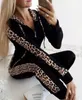 Kobiety Odzież Set Sport Suit Dressuit Outfit Z Długim Rękawem Bluzy i Spodnie Leopard Drukuj Casual Bluza