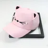 Fashion- Women Cat Baseball Cap Outdoor Mesh Hats With Cute Cat Ears Brim Snapback Hat Cat Caps