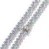 9mm Micro Blue Zircon Cuba Link Bracelets Hip Hop for Men Women Charm Jewelry