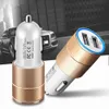 Universal Alloy Metal Car Charger Dual Port for Smartphone Cigarette Lighter Adapter 12V Mini Usb Power Station Car Charger